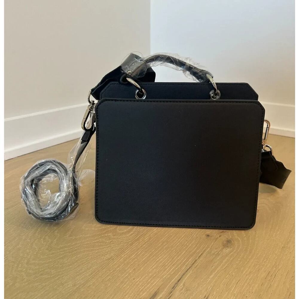 RARE NWT STEVE MADDEN BEVELYNG CROSSBODY SATCHEL W/RHINESTONE LOGO Black VIRAL - Picture 11 of 14